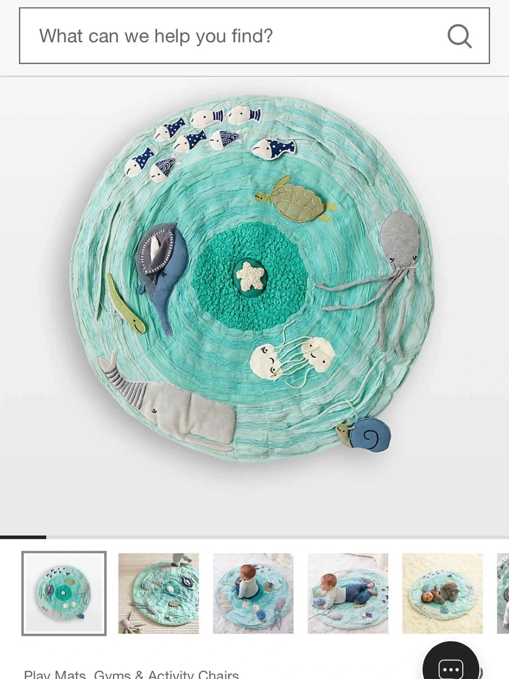 Plush Ocean Activity Play Mat - Light Aqua
